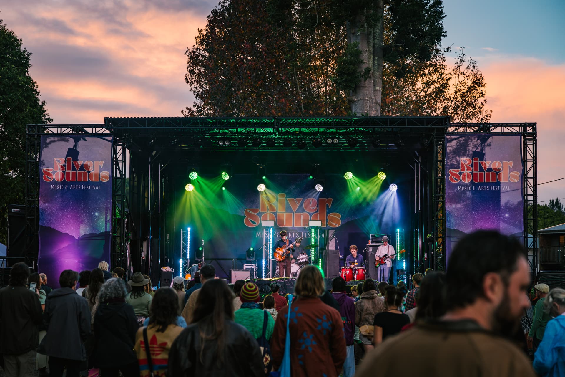 Crowd at the main stage at dusk